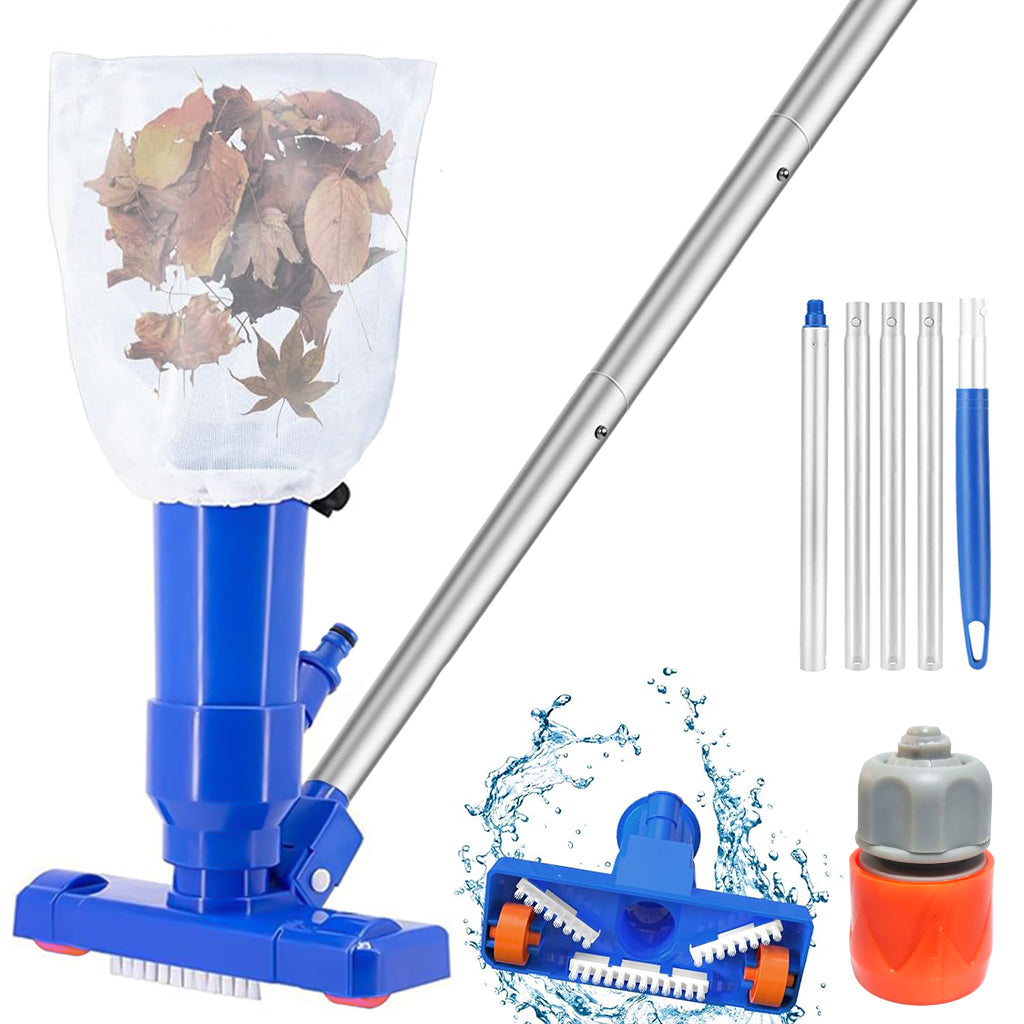 HASTHIP® Pool Cleaning Brush Kit Assembly Pool Vacuum Cleaning kit with Brush Cleaning Head & Filter Bag Sparkling Pool Cleaning Kit