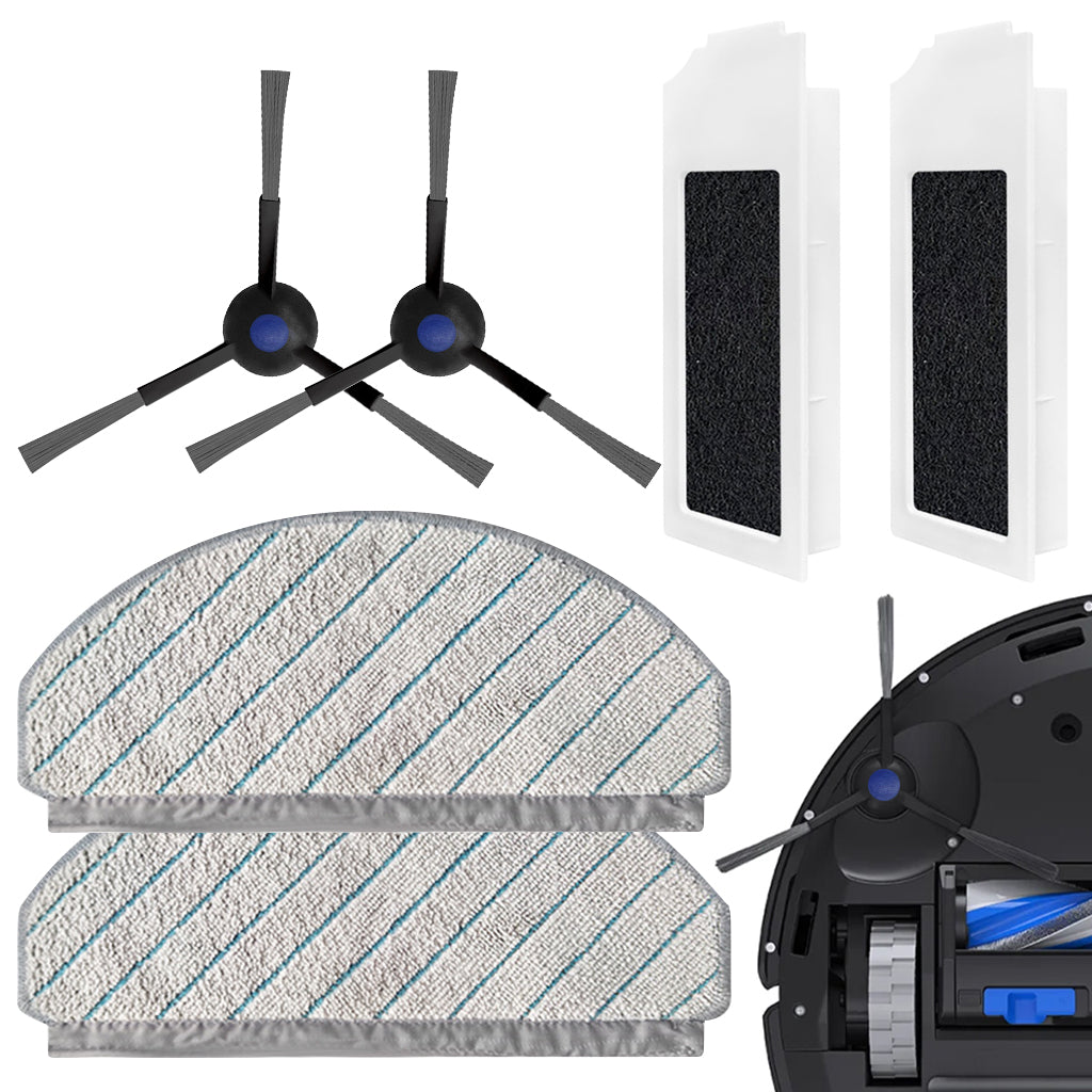 HASTHIP 6Pcs Replenishment Kit, Replacement Parts for Ecovacs N20 Pro/N20 Robot, Vacuum Cleaner Replacement Accessories: 2 Side Brushes, 2 Microfiber Cloth Mop, 2 Filter