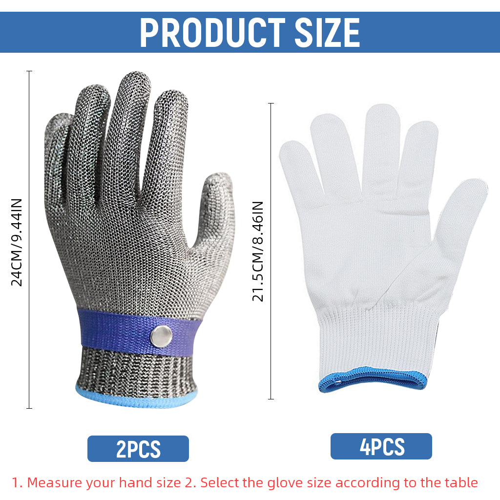 HASTHIP 1 Pair Work Gloves Stainless Steel Mesh Glove Anti-Cut Work Gloves Stainless Steel Mesh Glove Puncture Proof Safety Glove for Fish Handling, Meat Processing, Metalworking, Gardening