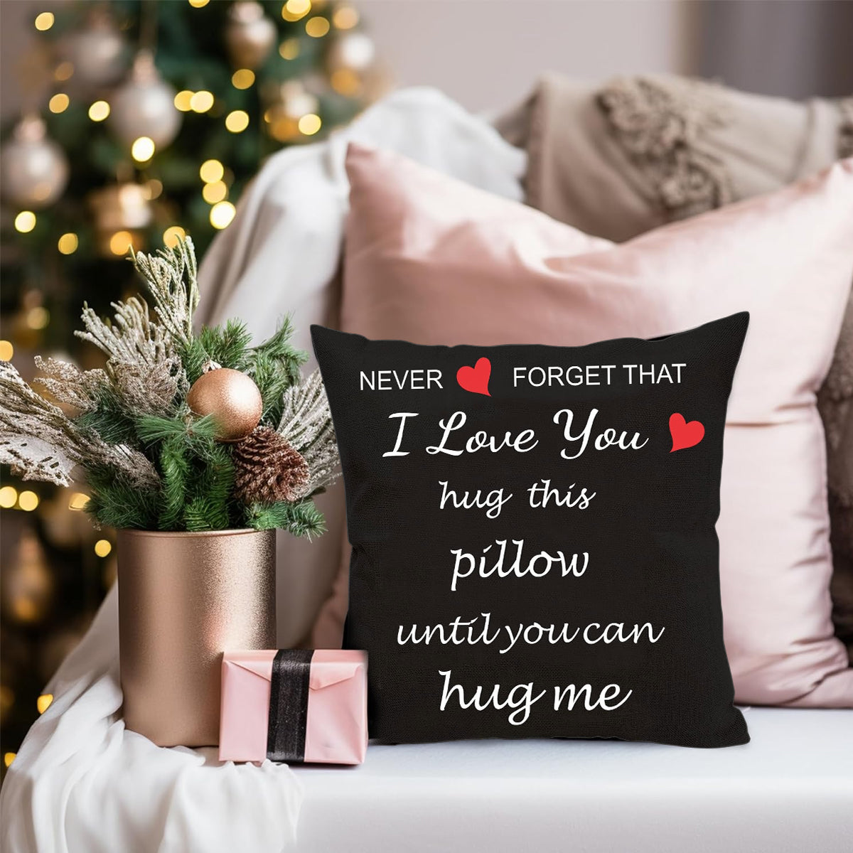 HASTHIP Lover Throw Pillow Cover Romantic Letter Print Flax Throw Pillow Cover 15.7x15.7inches Square Couch Pillow Cover, 1pcs, No Insert