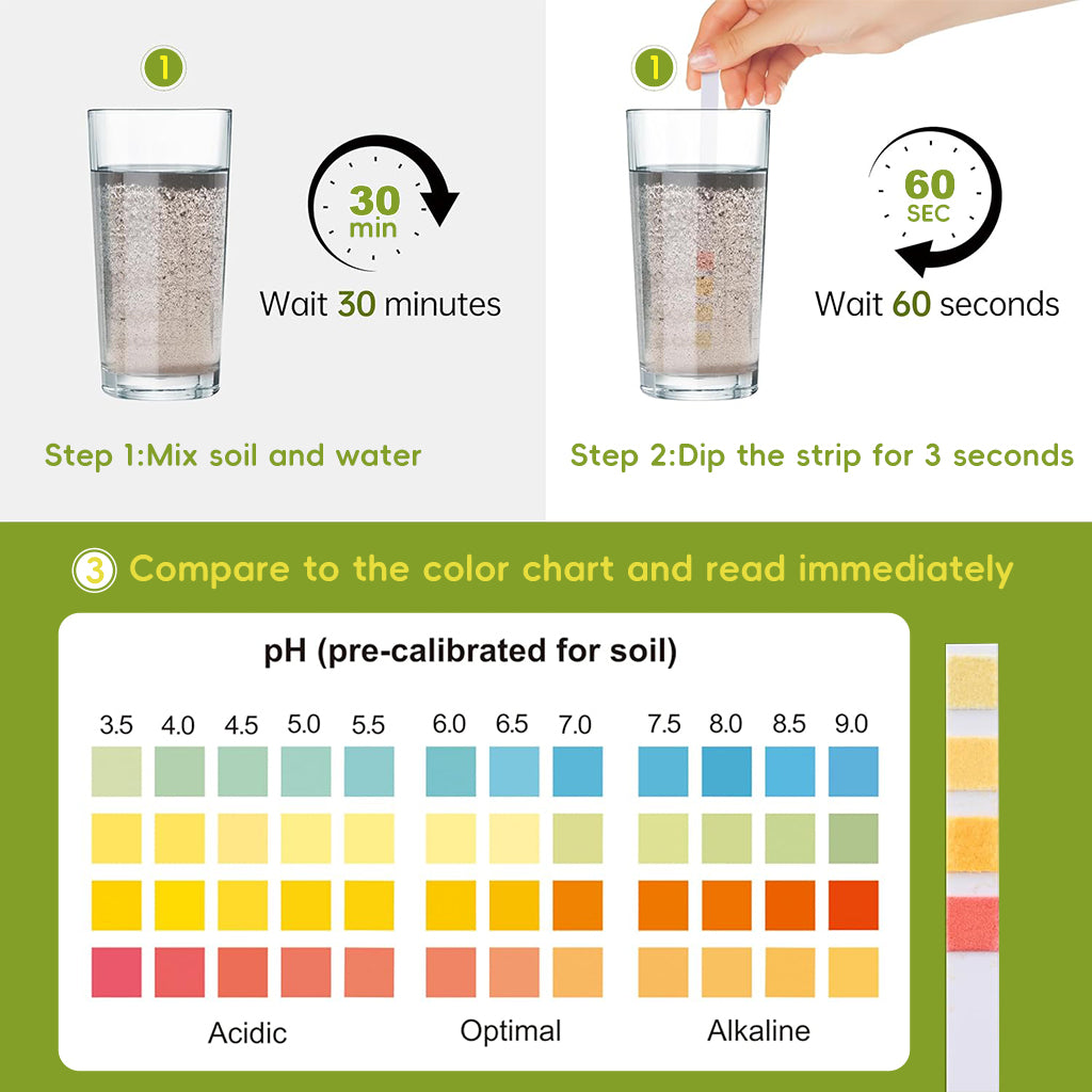 HASTHIP 100 Counts Soil pH Test Strips 3.5-9 Range pH Testing Strips for Soil Acidity Accurate pH Level Measurement Soil pH Test Strips for Garden, Lawn, Orchard