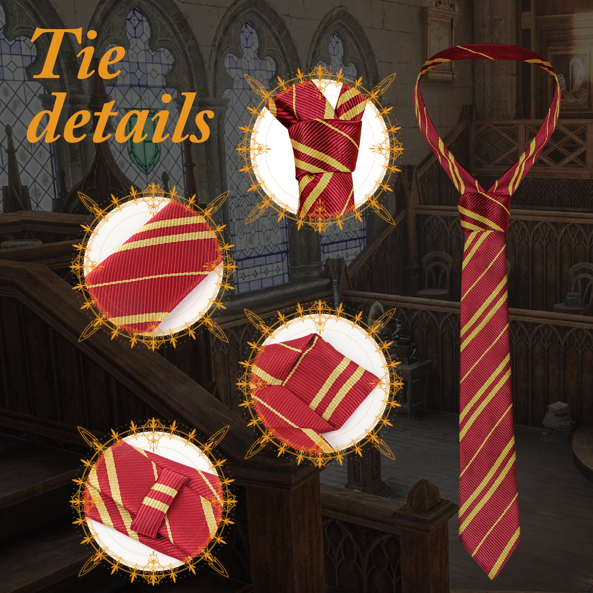 PATPAT Wizard Costume Set Novelty Wizard Glasses Striped Tie and Magic Wand Cosplay Costumes Accessories for Halloween, Themed Party, Birthday, Festival