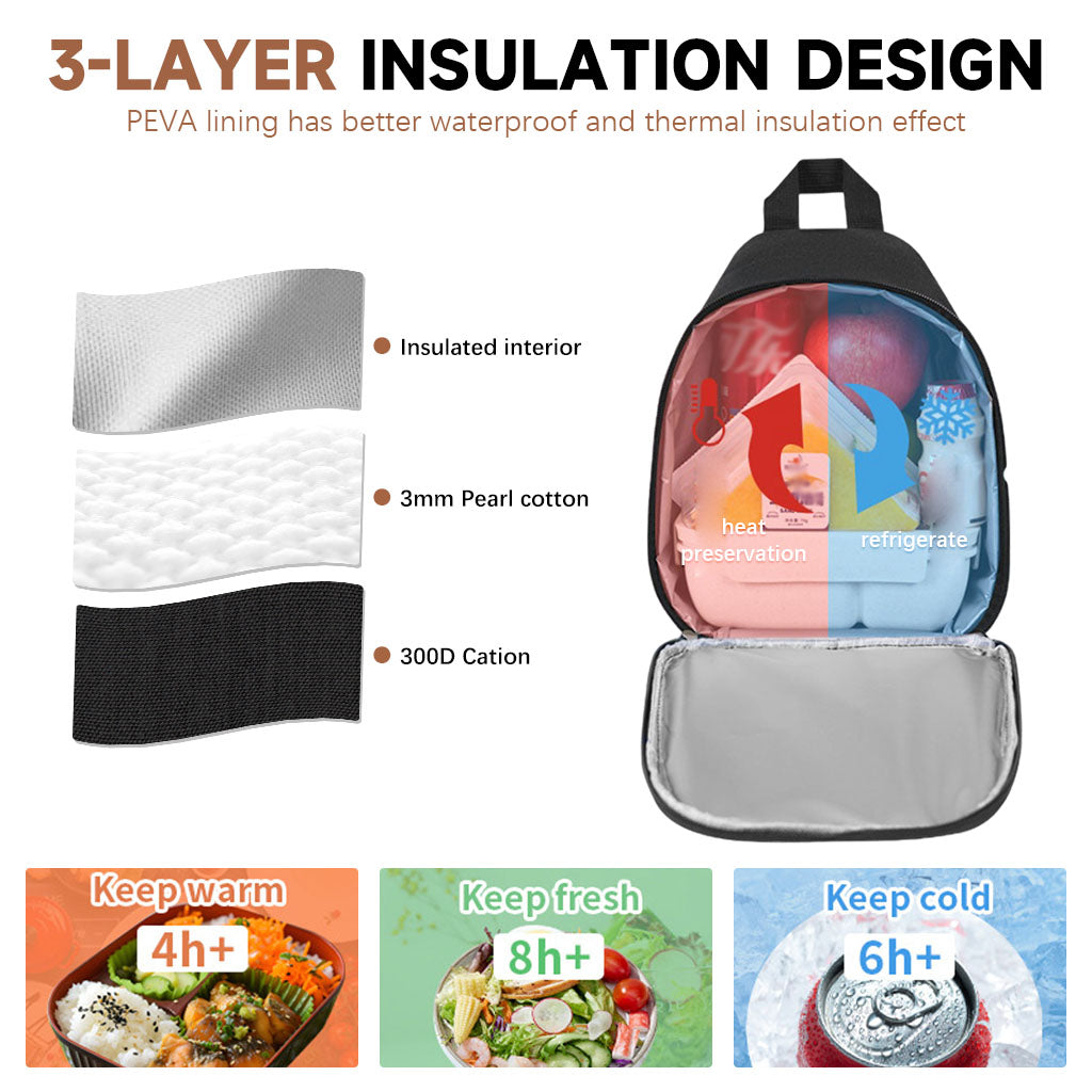 HASTHIP Lunch Box Bag Insulated Lunch Bag Zipper Cooler Bag with Handle & Adjustable Single Shoulder Strap Fashion Food Bag Lunch Tote Bag for Picnic, Camping, Travel, 8.26x5.3x9.25 inches