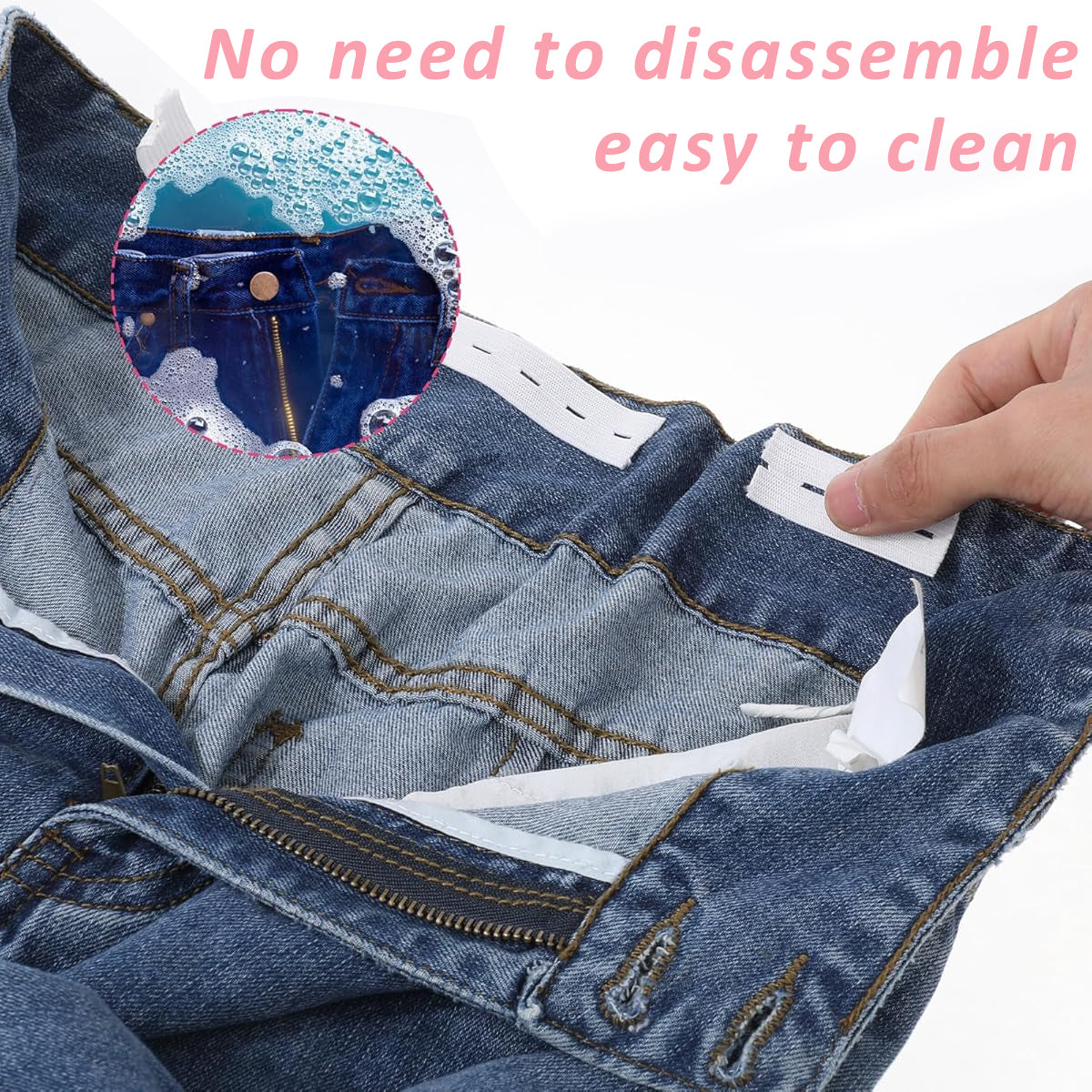 HASTHIP Pant Waist Tightener Invisible Waist Adjusters for Loose Pants 22cm Flat Elastic Band with Buttonholes Elasticated Waist Trousers Remake Kit, with 10Pcs Elastic Bands, 40 Buttons, Sew Kit