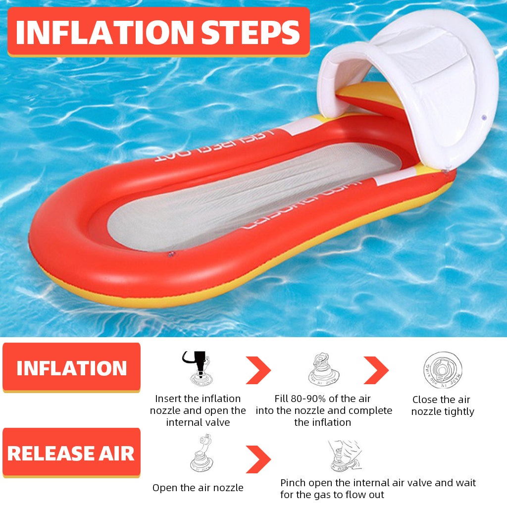 Proberos Inflatable Pool Lounger for Adult 4.92ft Long Swimming Pool Float PVC Swimming Pool Float with Sun Visor & Headrest Water Floating Bed for Pool Water Lounging Bed for Sunlight Bathing