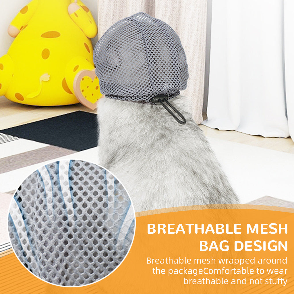 Qpets Cat Face Muzzle Clear TPU Cat Face Muzzle for Grooming Breathable Mesh Drawstring Closure, S