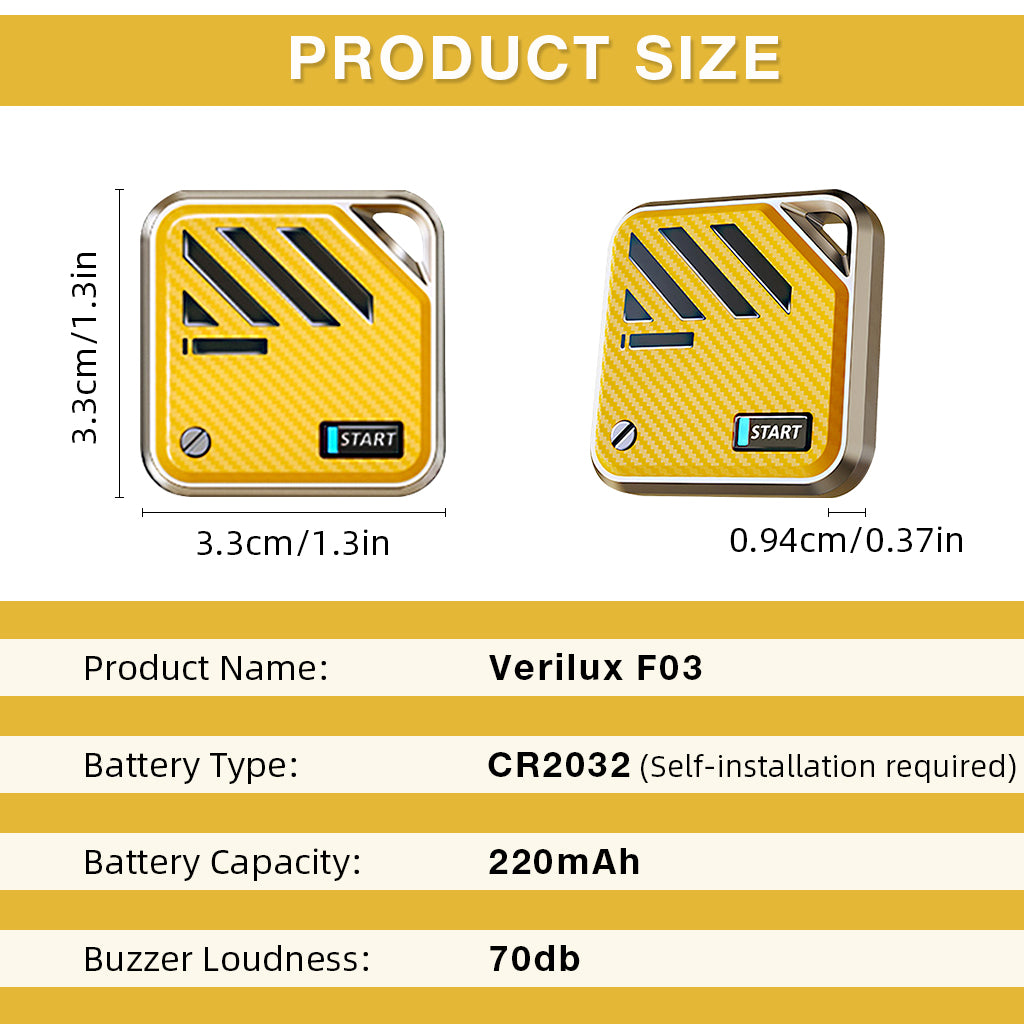 Verilux Magnetic Item Finder with Loop Hole Bluetooth Tracker Compatible with Find My App Key Finder Luggage Tracker Dog Tracker People Location Tracker for Kids, Elders, Yellow