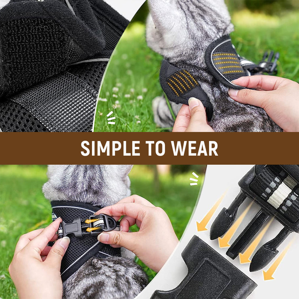 Qpets Cat Harness with 59'' Leash Small Cat Vest Harness Cat Harness Safety Night Reflective Strip Design Breathable Adjustable Quick Release Summer Cat Harness for Walking, M