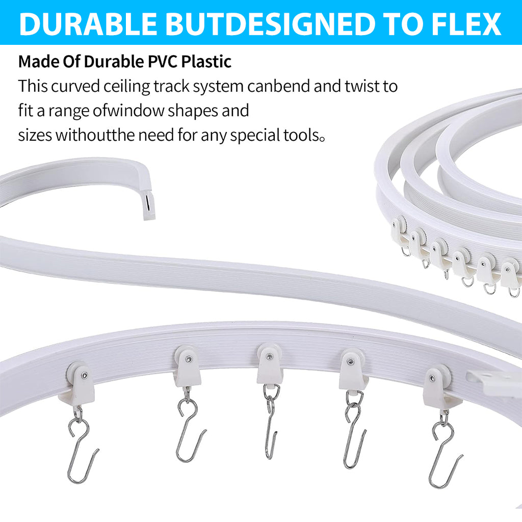 HASTHIP® 9.6ft/3m Flexible Ceiling Curtain Track, Curtain Ceiling Track, Ceiling Mount for Track Curtain System Universal Room Heavy Drape Curtain Mount Track, All Accessories Included