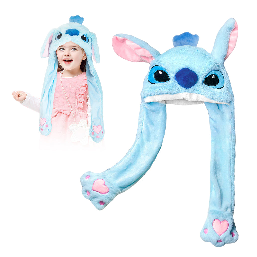 Verilux Girls Winter Hat Girls Hat Cute Cartoon Stitch Hat Plush Warm Winter Hat Fun Moving Ears Design Soft Fluffy Stitch Hat for Women Girls