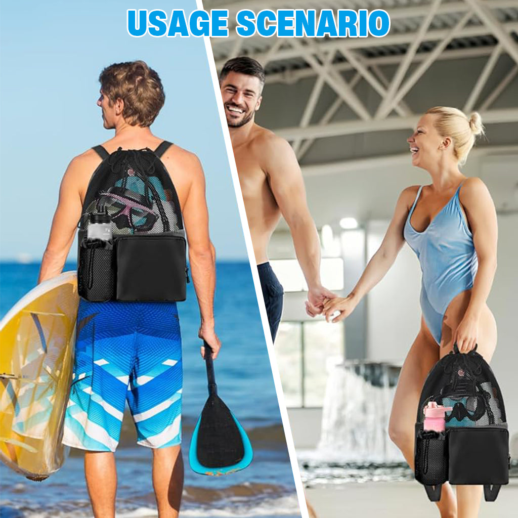 ZORBES Drawstring Swimming Bag Quick Dry Mesh Beach Bag Backpack Swimming Gear Bag Lightweight Drawstring Bag Multifunctional Outdoor Bag for Riding, Hiking, Swimming, Camping, 30L