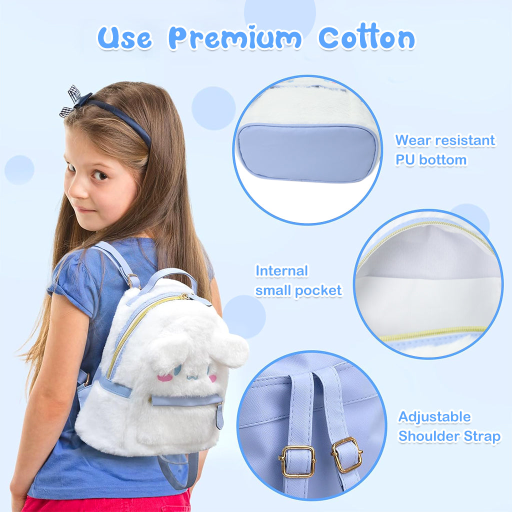 PALAY Cute Backpack for Girls Kawaii Girls Backpack Small Plush Backpack Cute Sanrio Cinnamoroll Bag with Handle Birthday Gift Christmas Gift for Girls, 23x24x12cm