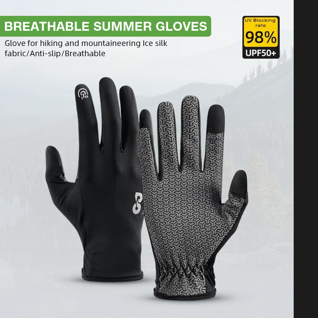 Proberos® Running Sports Gloves, Non-slip Touch Screen Sun Gloves Driving Gloves Riding Gloves Hiking Gloves UV Protection Sun Gloves Outdoor Full Finger Gloves for Cycling Driving Fishing, Black, M