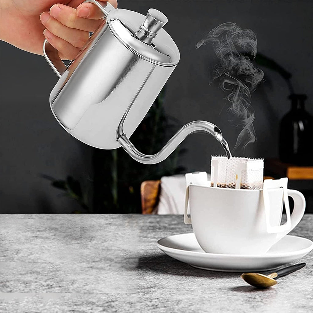 HASTHIP Pour Over Coffee Gooseneck Water Kettle with Lid 350ml Stainless Steel Coffee Pot Gooseneck Kettle Hand Drip Kettle Pour Over Coffee