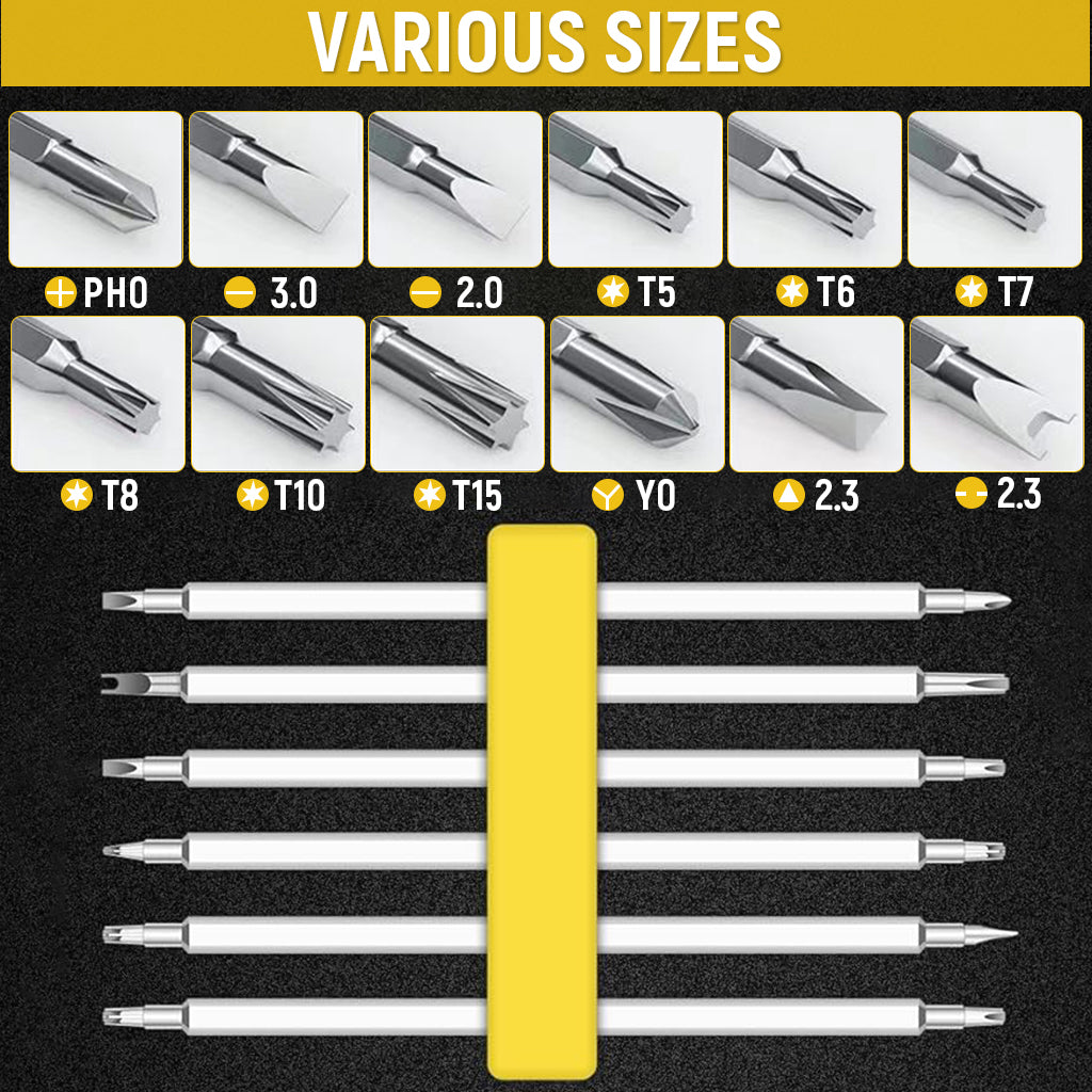 Serplex 12-in-1 Mini Screwdrivers Set, Small Screwdriver Tool Kit with 6pcs Dual End Dual End Driver Bits, 12 Different Screw Types Detachable Handle Design Alloy Steel Multipurpose Screwdriver Kit