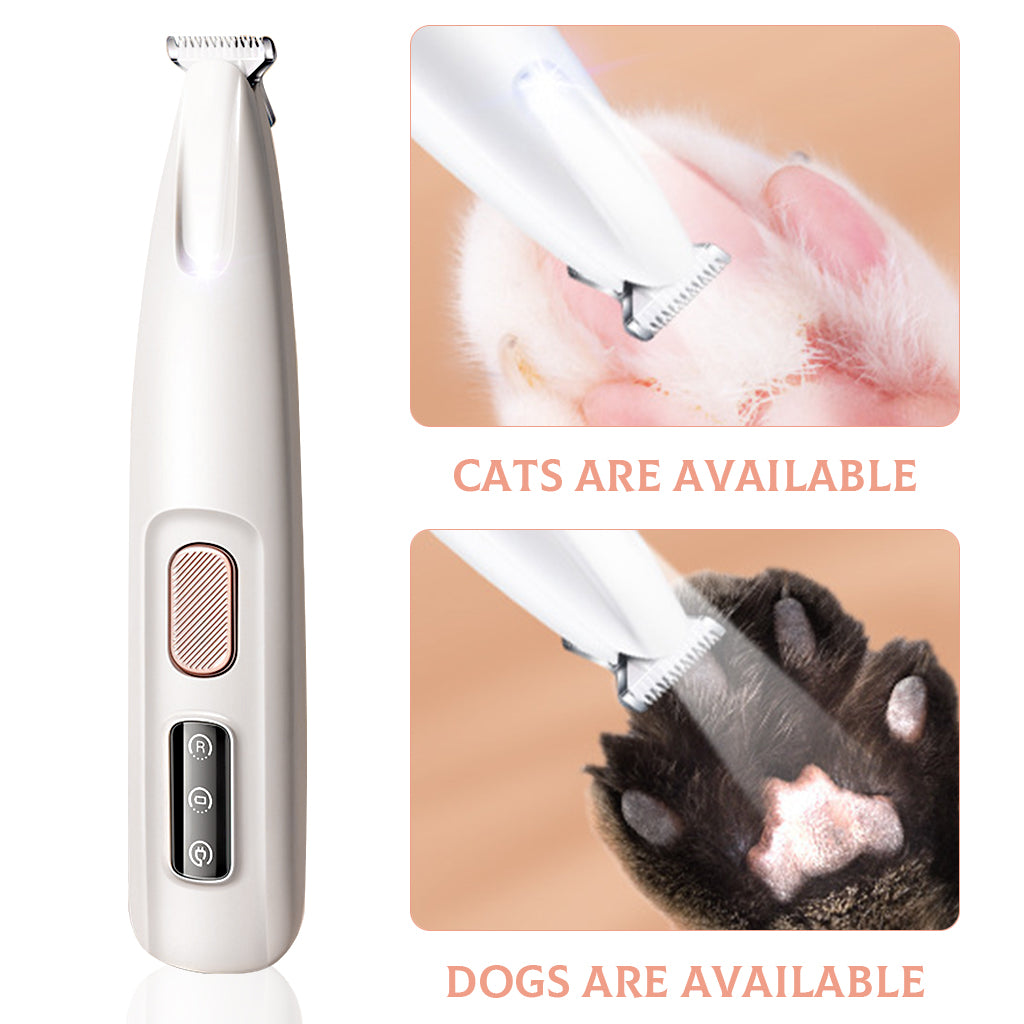 Qpets USB Dog Trimmer with LED Cats Dogs Paws Trimmer Detailing Hair Trimmer Electric USB Cordless Pet Grooming Hair Trimmer for Face, Paws, Under The Tail