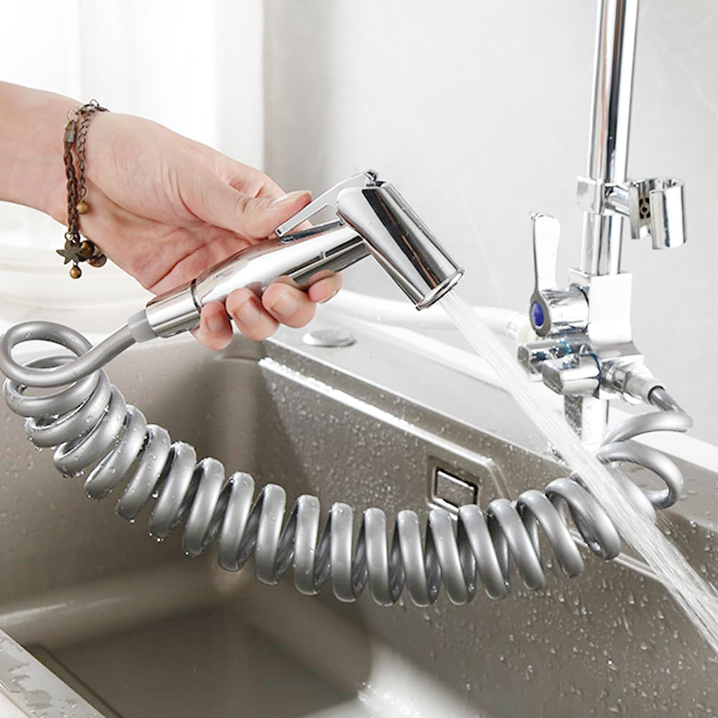 HASTHIP 6.6ft Flexible Bidet Sprayer Hose Spring Coil Hose Toilet Bidet Modification Water Hose Universal Stainless Steel Connectors for Most Plumbing System Threading