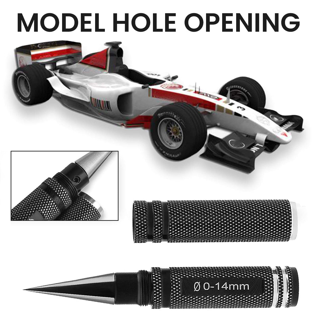 HASTHIP Stainless Steel Hole Puncher Reamer, 0-14 mm Diameter Cone Cutter Drill Bit with Anti-Slip Handle and Protective Case, Multi-Use Tool for Airplanes, Cars, Boats (Black)