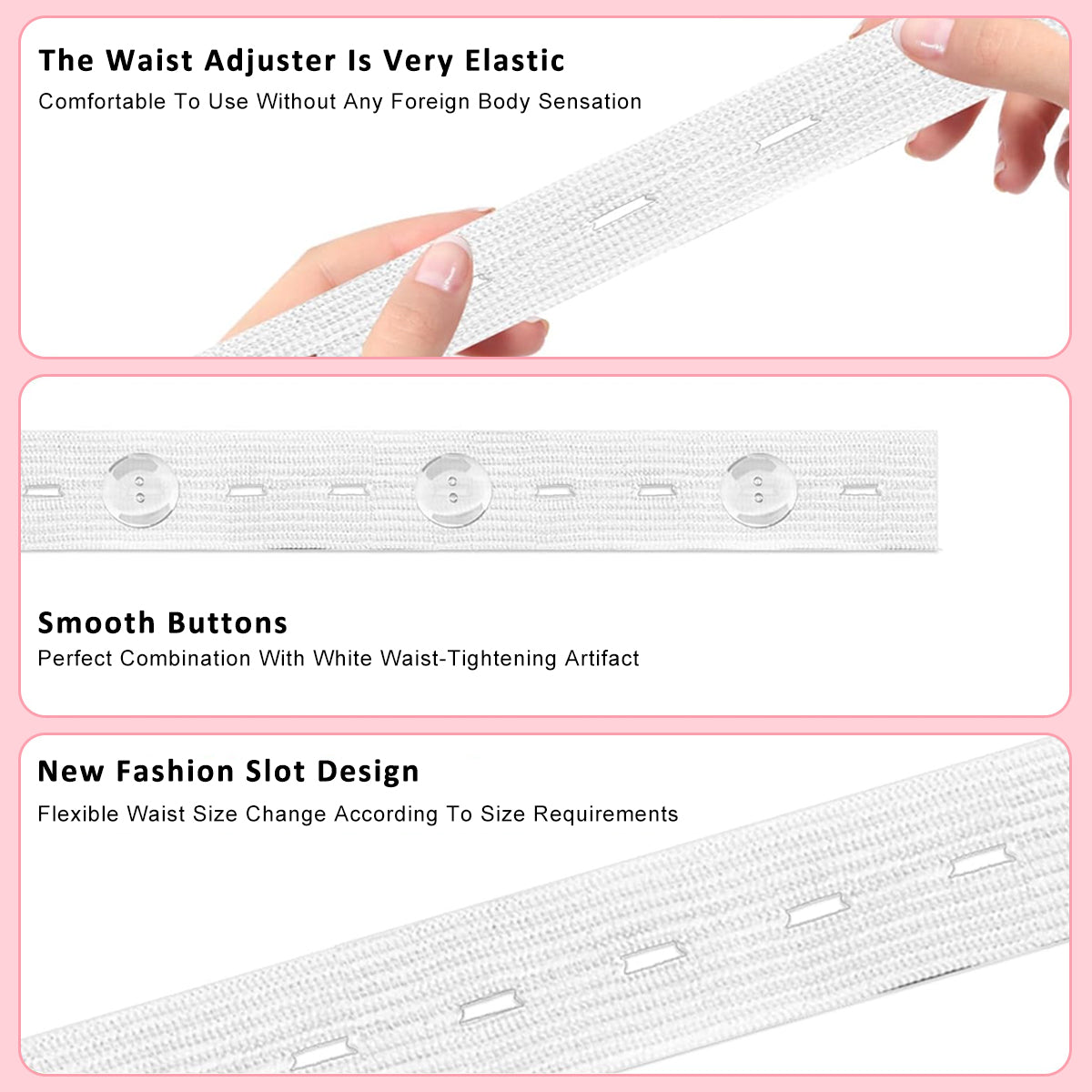 HASTHIP Pant Waist Tightener Invisible Waist Adjusters for Loose Pants 22cm Flat Elastic Band with Buttonholes Elasticated Waist Trousers Remake Kit, with 10Pcs Elastic Bands, 40 Buttons, Sew Kit