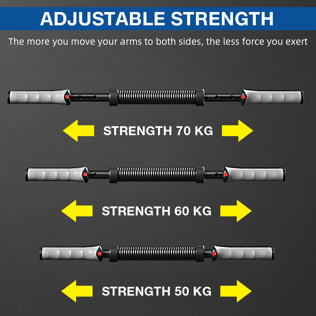 Proberos® Power Twister Bar 110lbs-154lbs, Resistance Advanced Carbon Steel, Upper Body Training Bar for Chest, Arms & Shoulders, Rubberized Grip, Durable Home Gym Workout Equipment, Grey