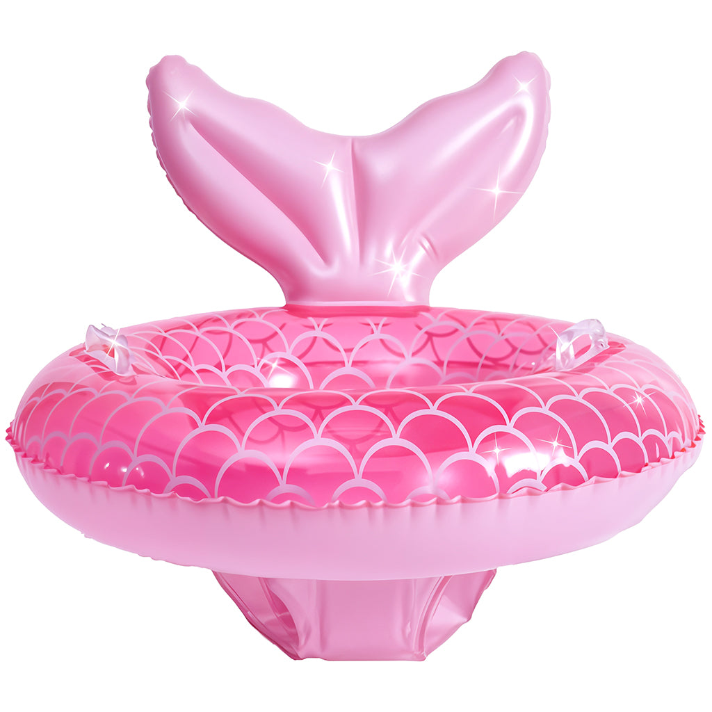 Proberos Baby Swimming Seat for Baby 6-48 Month Baby Mermaid Tail Baby Swimming Floating Seat with Dual Grips PVC Inflatable Swimming Pool Float Seat Baby Shower Party Pool Party Bathing Seat
