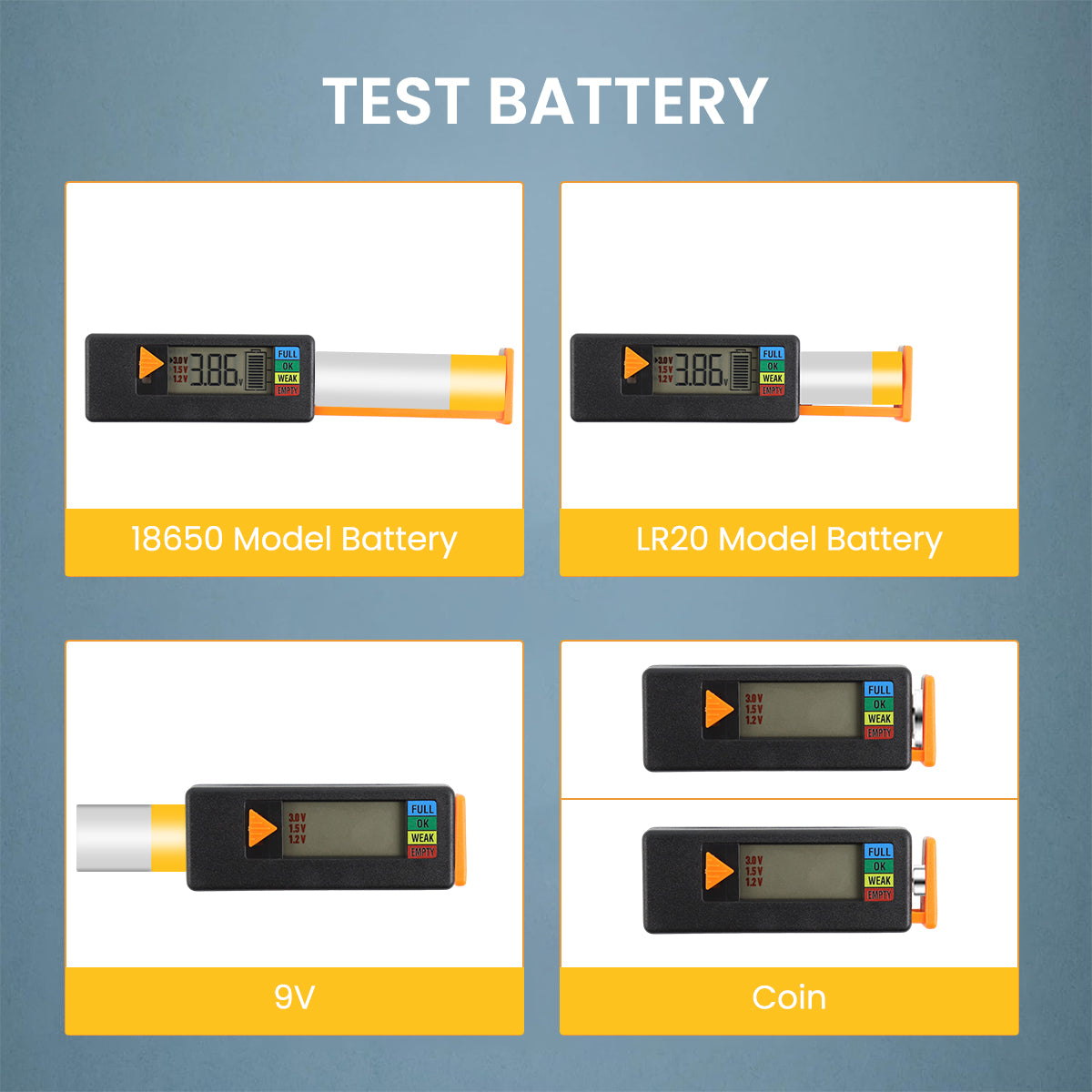 Serplex Battery Tester Universal Battery Votage Tester Checker, LCD Digital Battery Capacity Tester for C Battery AA Battery AAA Battery D Battery N Battery 9V Battery /1.5V/3V Button Cell
