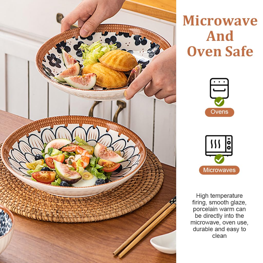 Supvox Ceramic Dinner Set Plates and Bowls Set for Kitchen, 6-Piece Dinnerware Sets Aesthetic Design Colored Glazes Porcelain Dinner Set Gifts Snacks Plates Dishes Plates, and Soup Bowls Set