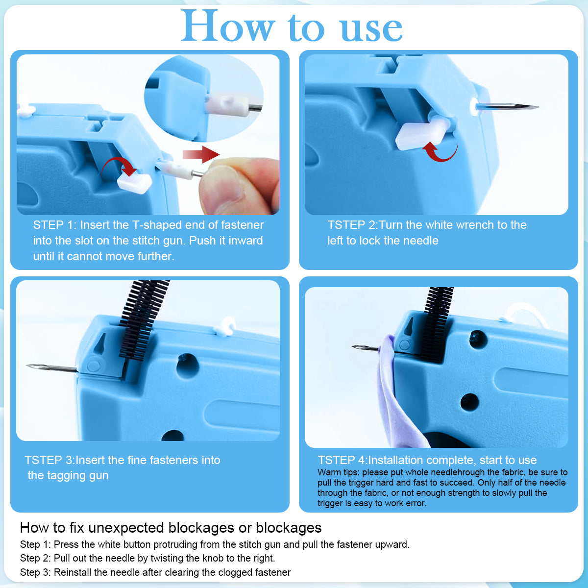 HASTHIP Quick Clothing Stapler Handheld Sewing Machine Quilt Tacking Gun Micro Stitching Machine Tagging Stitch Tool Kit for Clothing, Quilting, Tailoring