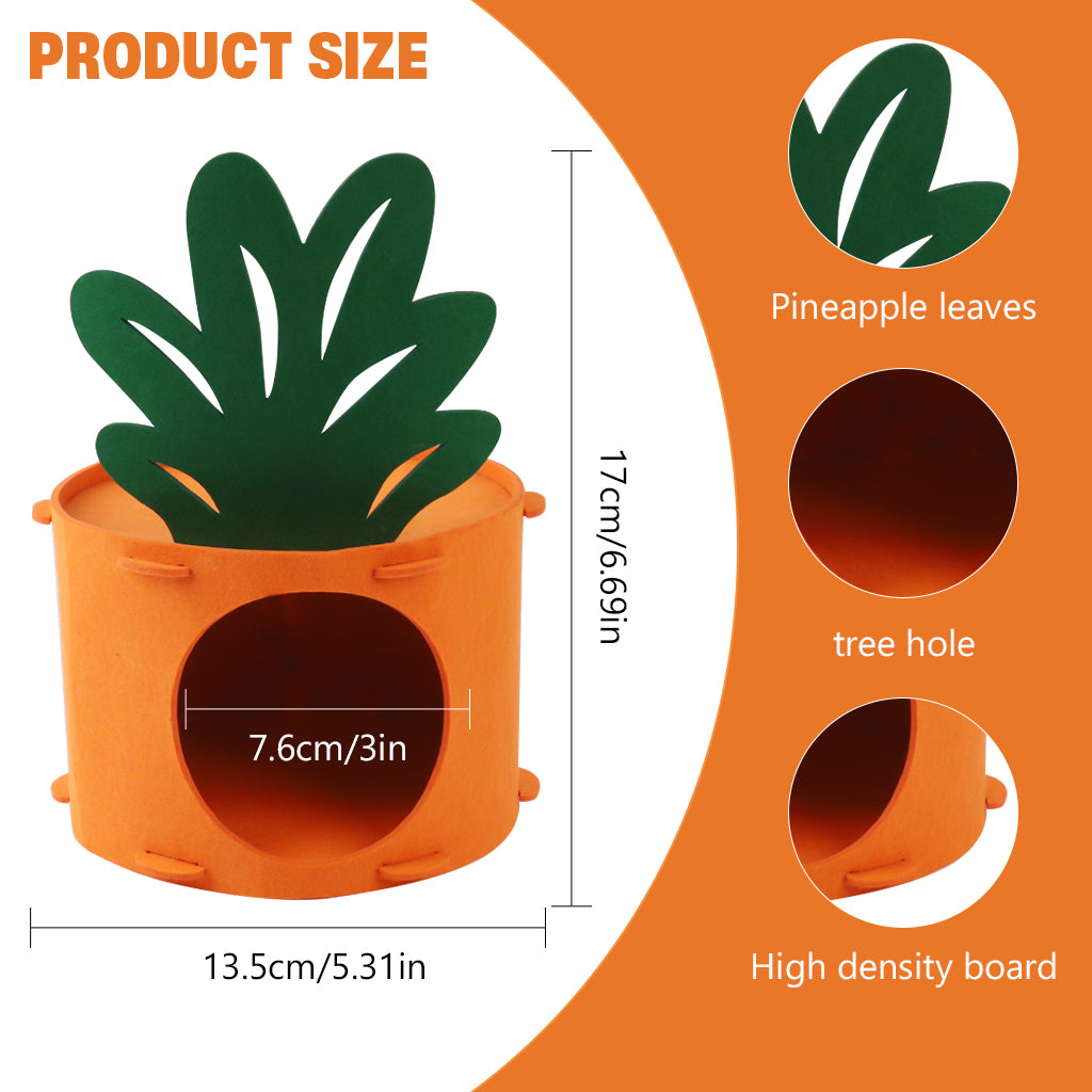 Qpets Hamster House Rabbit House, Felt Carrot Bunny House Cute Guinea Pig House Small Pet Hideout, DIY Assembly Washable & Detachable Small Pet House Play Cave for Hamsters, Mice, Rabbits -17X13.5CM