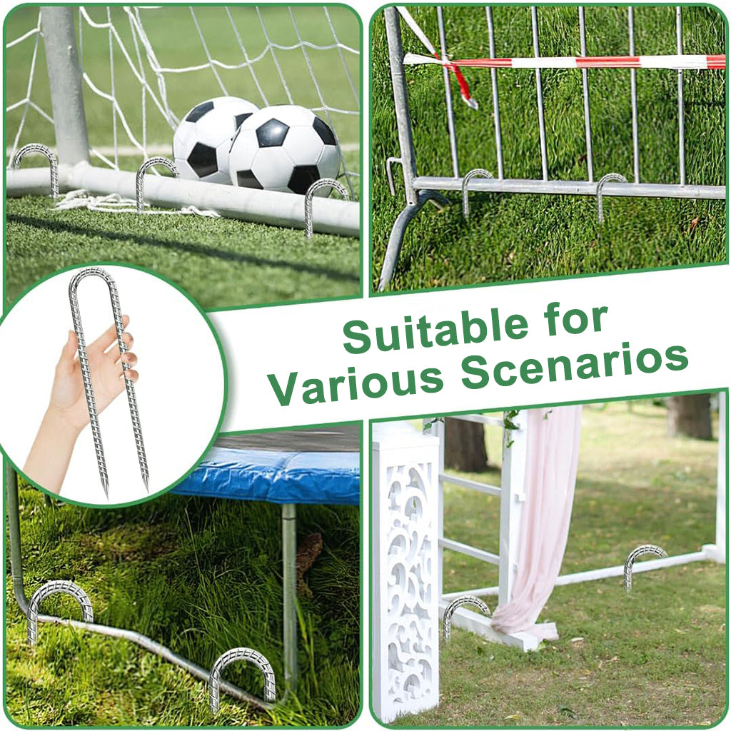 HASTHIP 6Pcs Garden Stakes Landscape Staples for Securing Landscape Fabric, Heavy Duty Tent Stakes, Multi Camping Windproof Nails, Galvanized Steel Ground Stakes Staples Securing Pegs (11.8 In)
