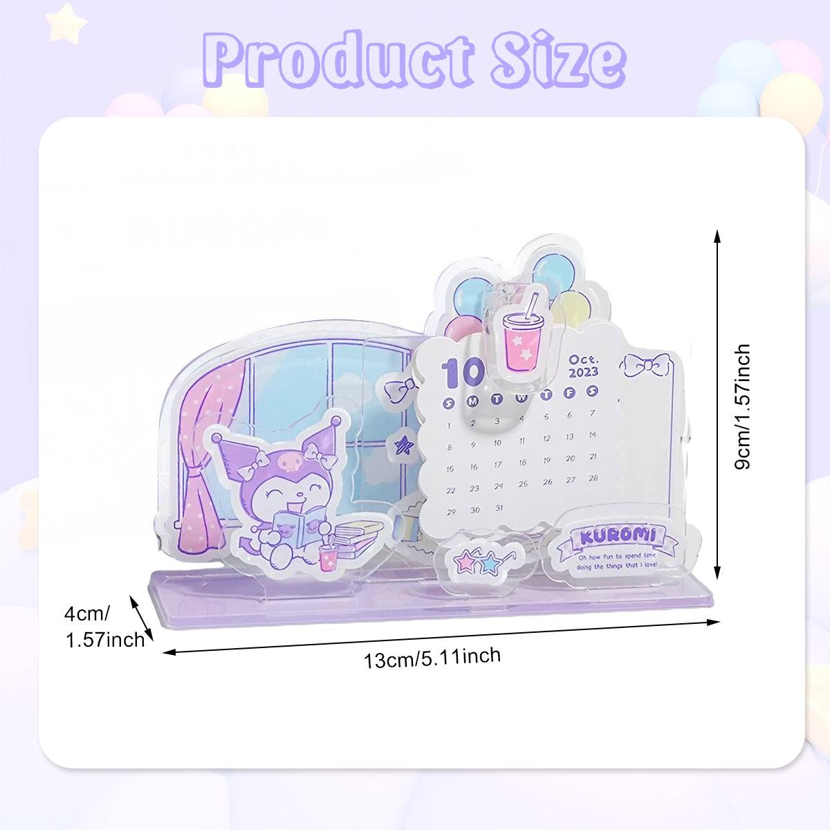 HASTHIP 2025 Desk Calendar Sanrio Kuromi Themed Acrylic Calender, October 2024 - December 2025 Monthly Planner Desktop, Desk Decor Calendar Years Gift for Home, School, Office