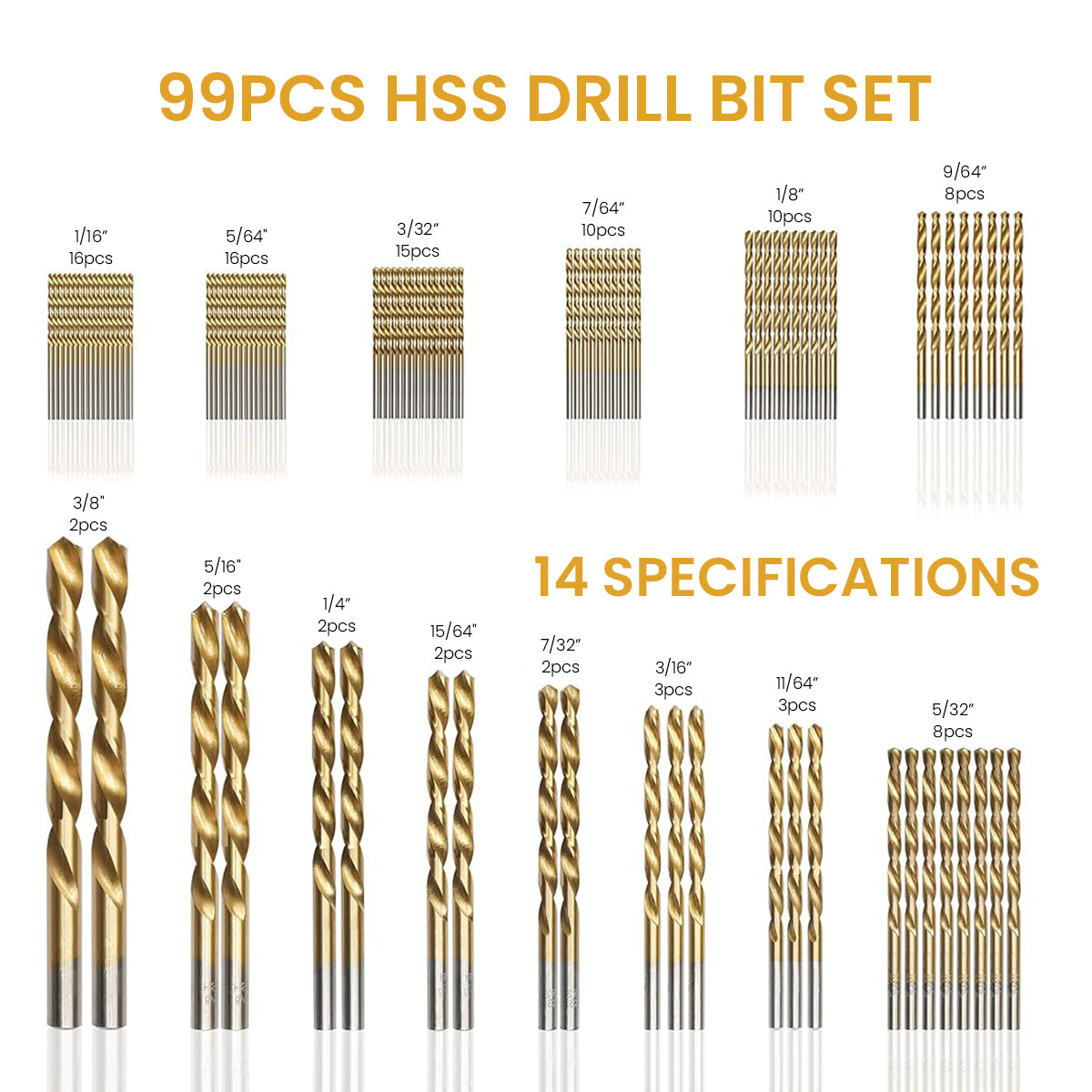 Serplex 99Pcs Drill Bits Set with Storage Case Multi Sized 3-10mm High Speed Steel Twist Drill Bits Set Electric Drill Twist Drill Bits Multi Purpose Drill Bits for Woods, Thin Iron, Aluminum