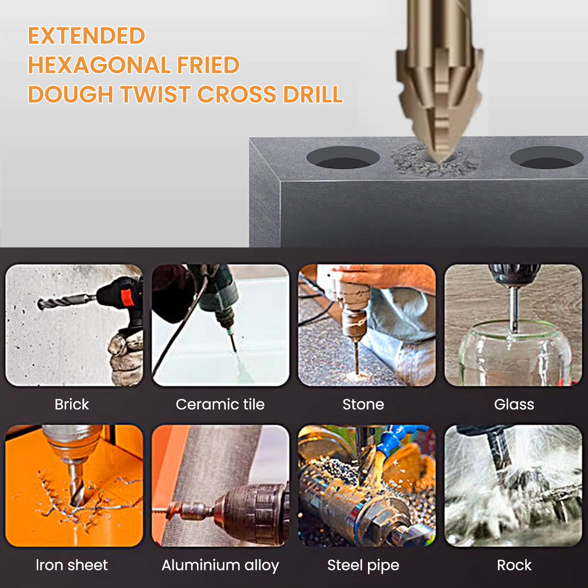 Serplex 7Pcs Alloy Steel Carbide Drill Bits for Ceramic Tiles, Ceramic, Glass, Marble, Concrete, 3/4/5/6/8/10/12mm High Impact 4-Edge Sawtooth Power Drill Bits Hex Shank Hole Opener Drill Bit