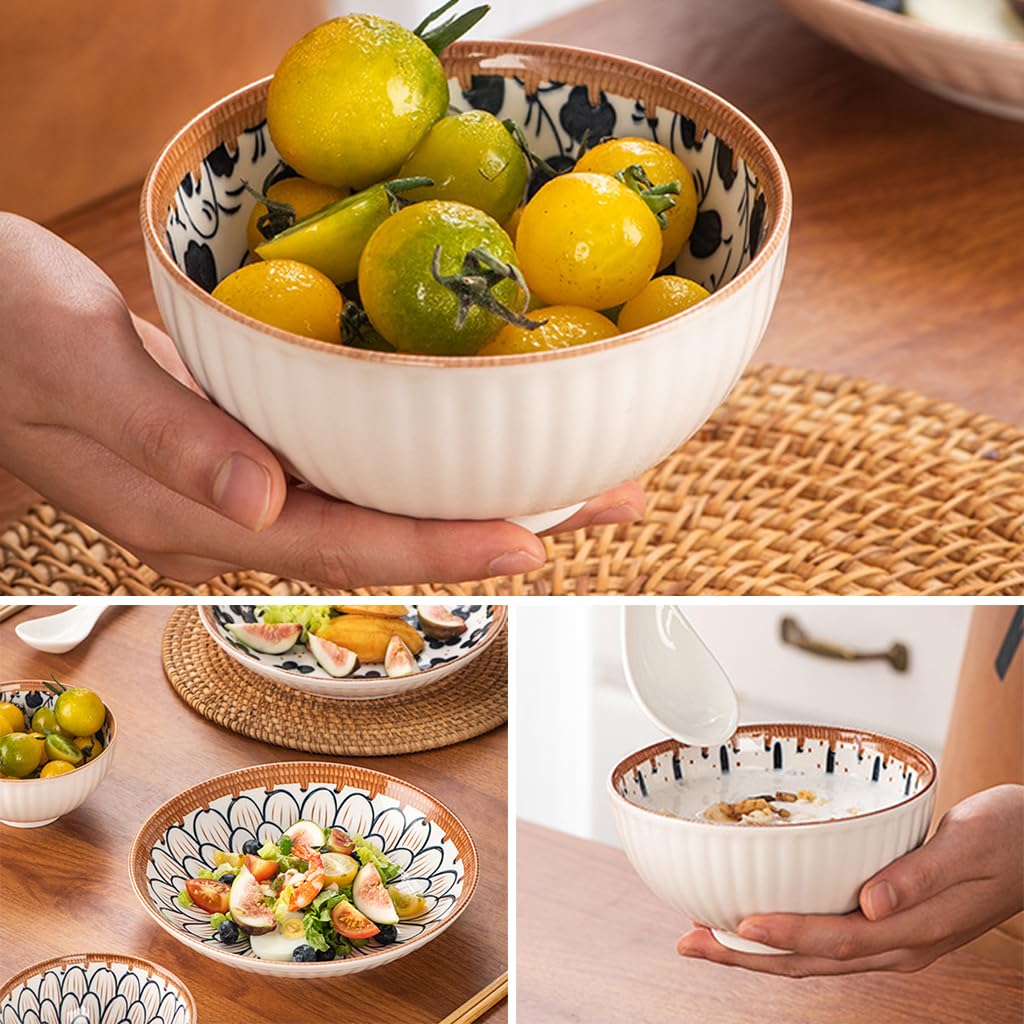 Supvox Ceramic Dinner Set Plates and Bowls Set for Kitchen, 6-Piece Dinnerware Sets Aesthetic Design Colored Glazes Porcelain Dinner Set Gifts Snacks Plates Dishes Plates, and Soup Bowls Set