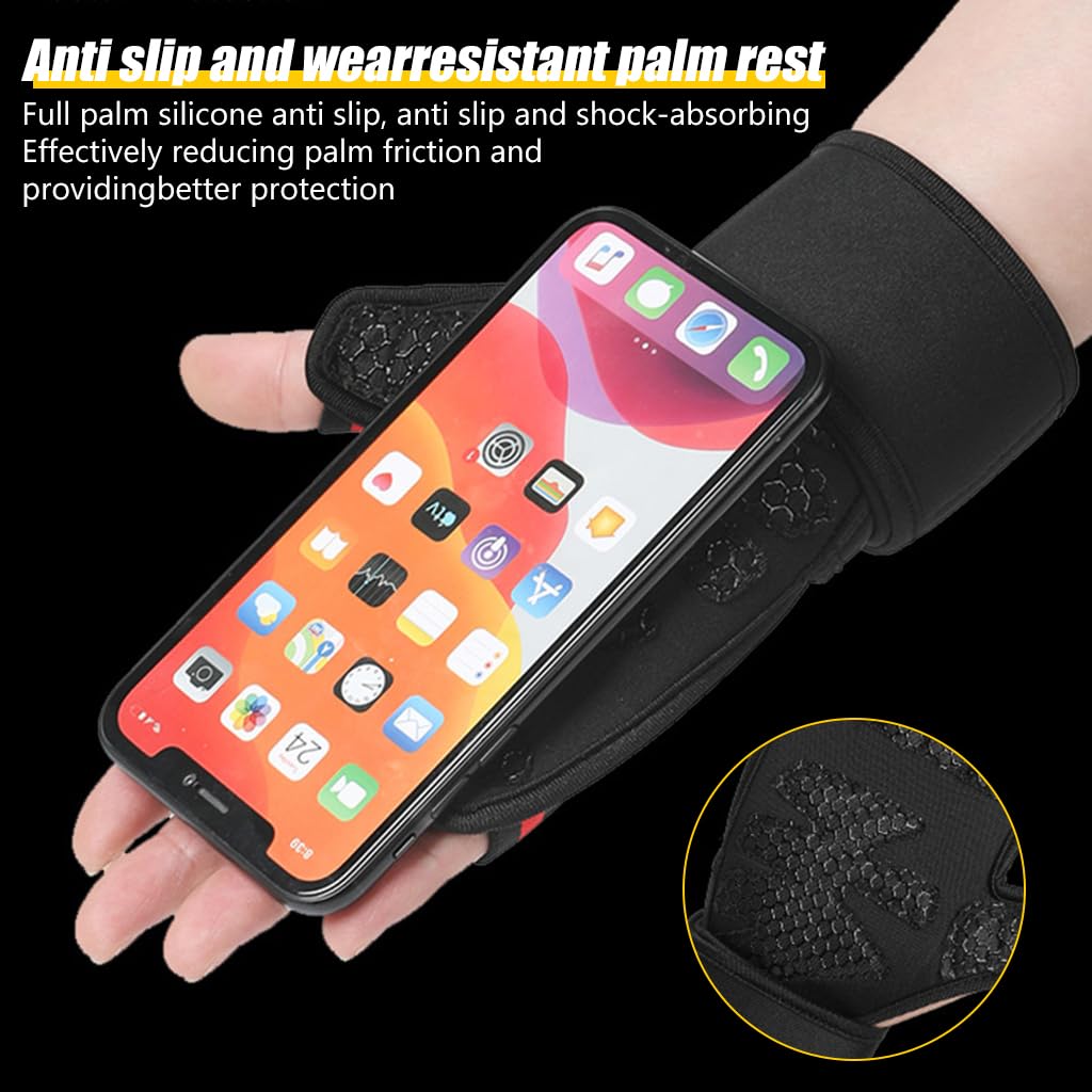 Proberos Fitness Gloves, Gym Gloves with Wrist Support Accessories, Anti Slip Palm Design Summer Breathable Fingerless Gym Gloves for Battling Ropes, Weight Lifting, XL