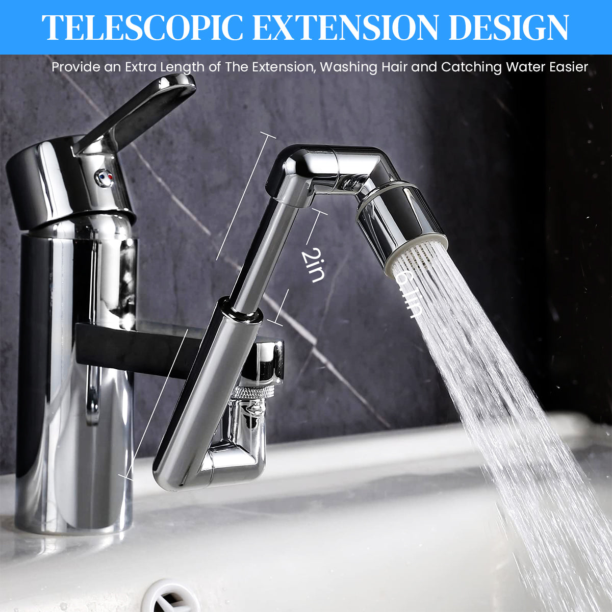 HASTHIP Pivoting Faucet Extender Sink Aerator with Retractable Arm Multi Angle Flexible Faucet Attachment Universal Extender for Kitchen, Bathroom