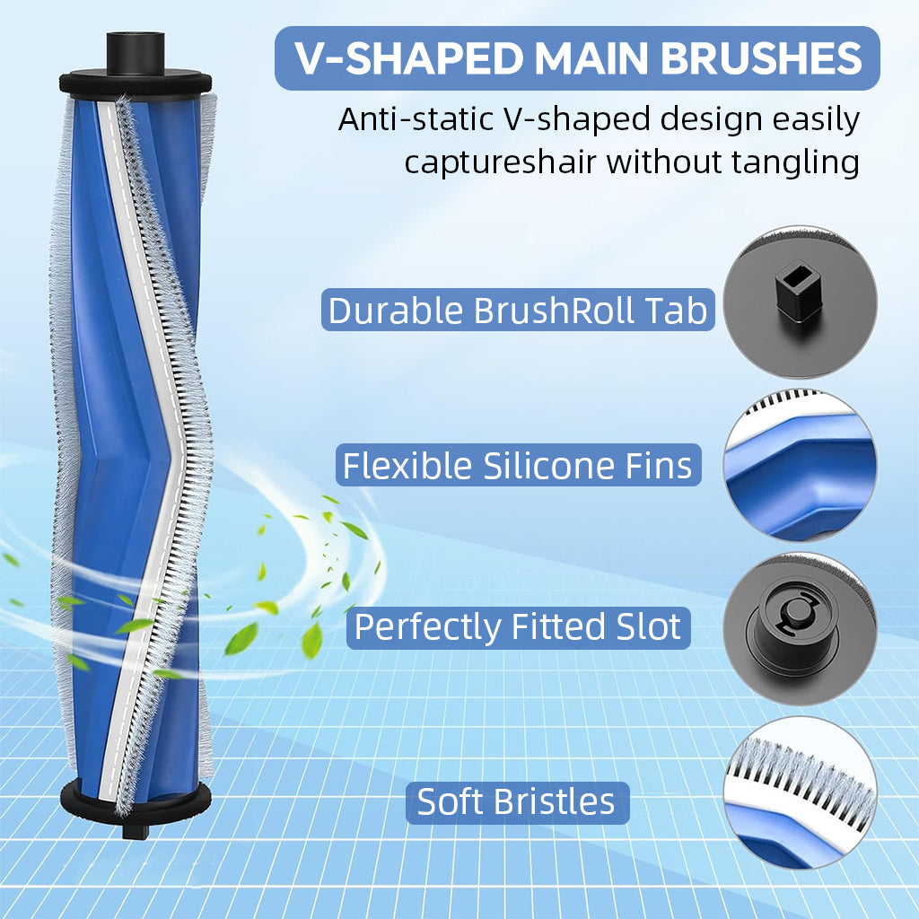 HASTHIP® 10Pcs Replacement Parts for Ecovacs T30 Omni/T30 PRO Omni, Spare Accessories with 1 Main Brush, 2 Side Brushes, 2 Mop Cloth, 2 Filters, 1 Cleaning Brush, 2 Dust Bags - Cleaning Tools