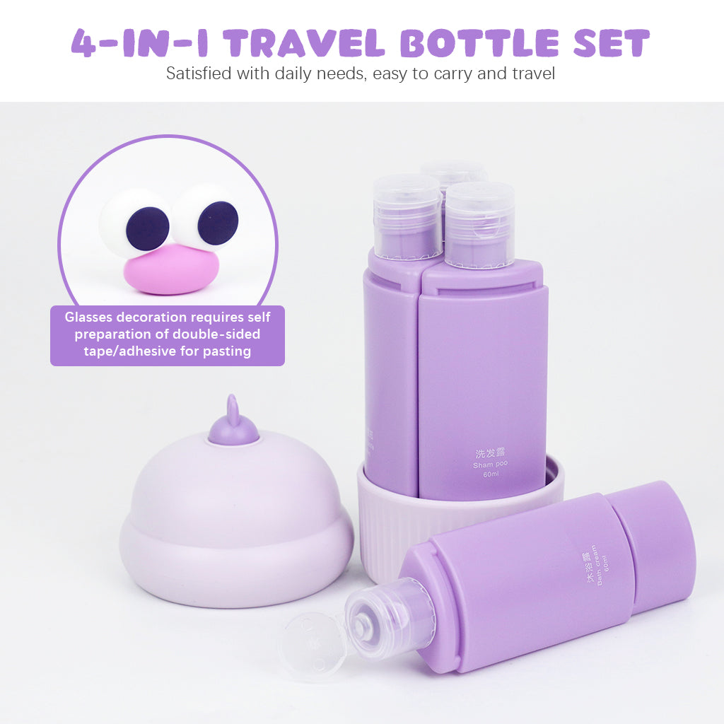 MAYCREATE Travel Bottles Set, 4Pcs 60ml Silicone Travel Bottles Modular Toiletries Containers Leaking Proof Flip-up Lids Design for Shampoo, Shower Gel, Body Lotion, Face Cream, Moisturizer