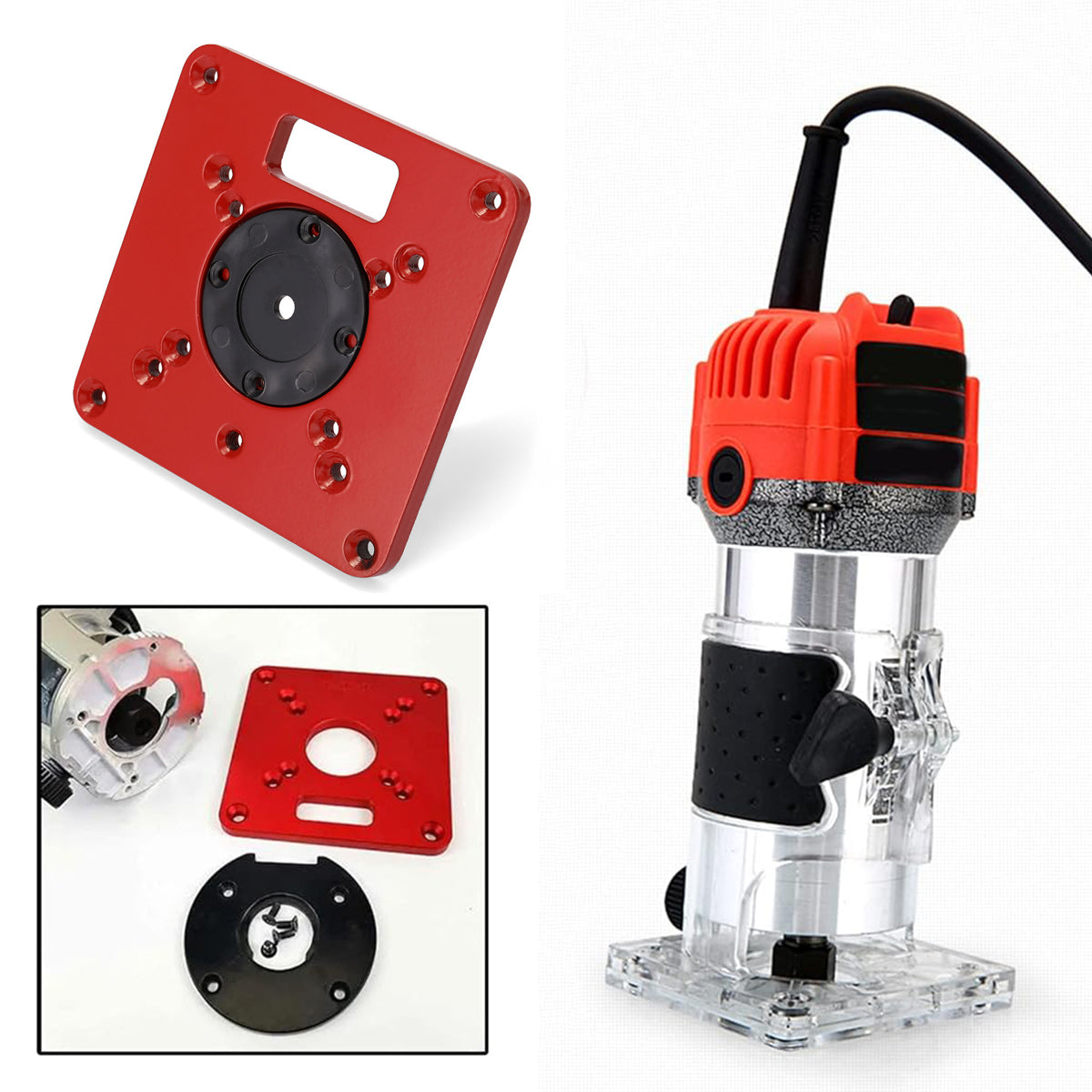 Serplex Router Table Insert Plate 120x120mm Aluminum Alloy Router Table Insert Plate Compatible with Makita Routers Trimming Machine Router Table Setup Insert Screws Accessories