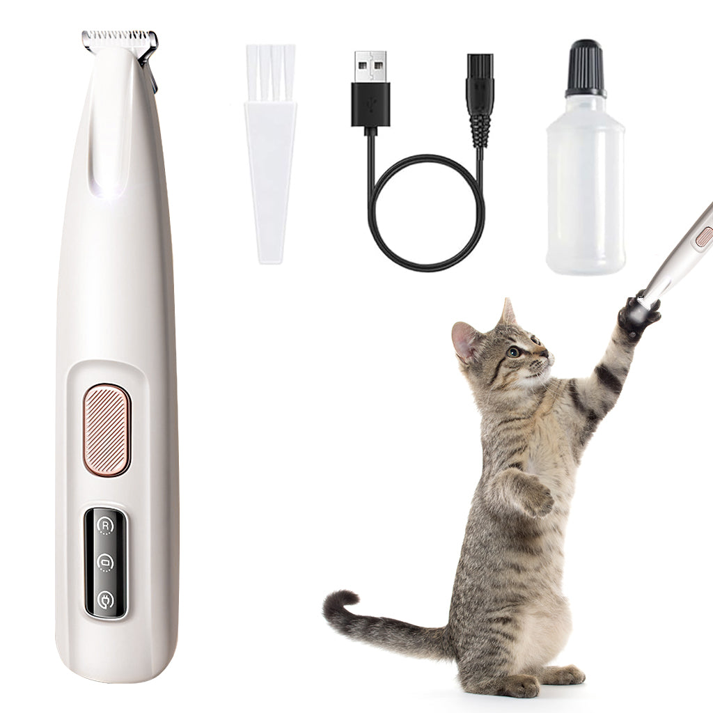 Qpets USB Dog Trimmer with LED Cats Dogs Paws Trimmer Detailing Hair Trimmer Electric USB Cordless Pet Grooming Hair Trimmer for Face, Paws, Under The Tail