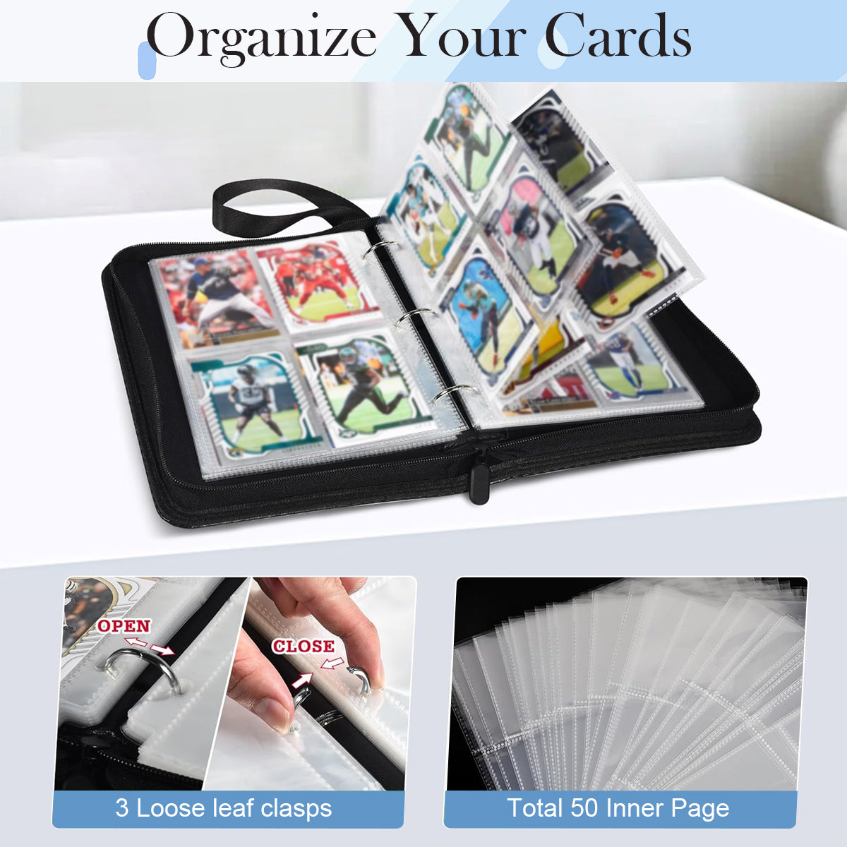 PATPAT Anime Trading Cards Holder Binder Organizer for 400 Trading Cards, Poke-mon Cards Collection Bag Gaming Cards Binder Case, Game Cards Case Childern's Day Gifts for Kids Boys Girls