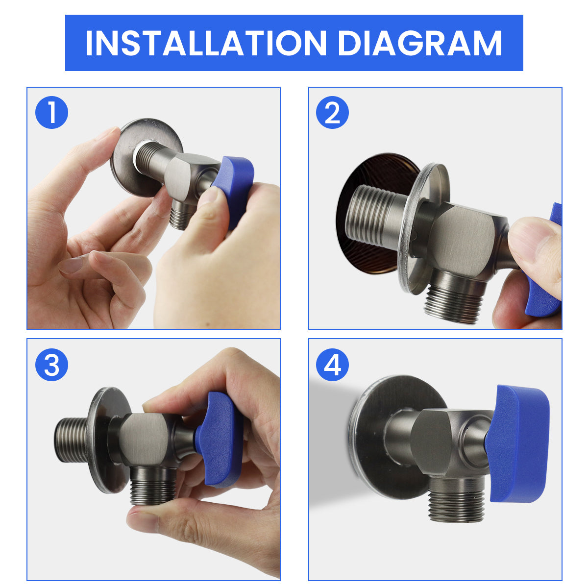 HASTHIP Shower Water Inlet Valve Angle Valve Bathroom Shower System Wall Water Inlet Valve with Control Knob All Copper Gas Water Heater Universal Angle Valve