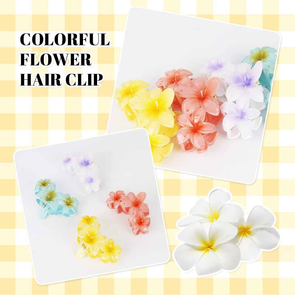 MAYCREATE 4Pcs Flower Claw Clip Hawaiian Flower Hair Clutcher for Women Large Plumeria Hair Clips for Thin Thick Hair Boho Beach Banana Clips Claw Clips Gifts Hair Accessories for Women, Girls