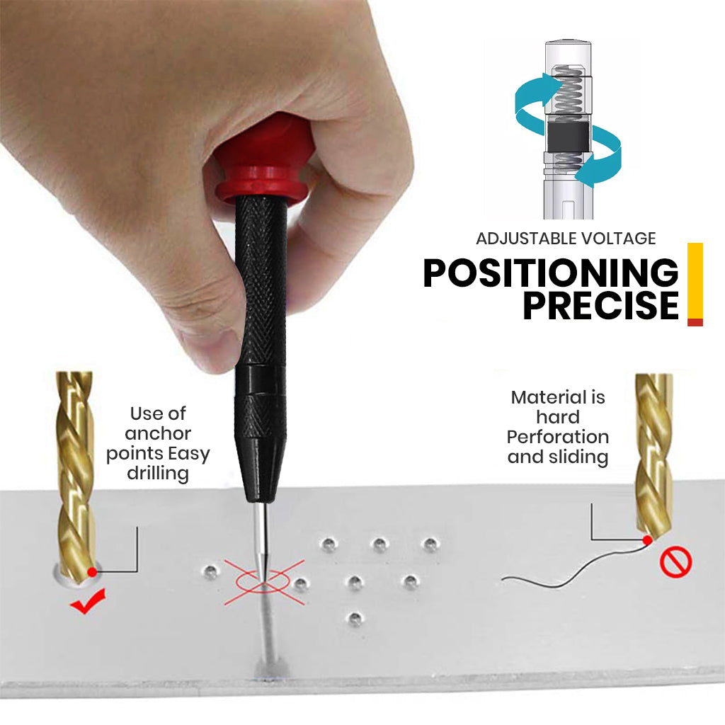 Serplex Heavy Duty Automatic Center Punch, Perfect Automatic Center Punch for Metal, Wood, Plastic, Glass, and Marble, Features Spring Loaded Center Punch Design