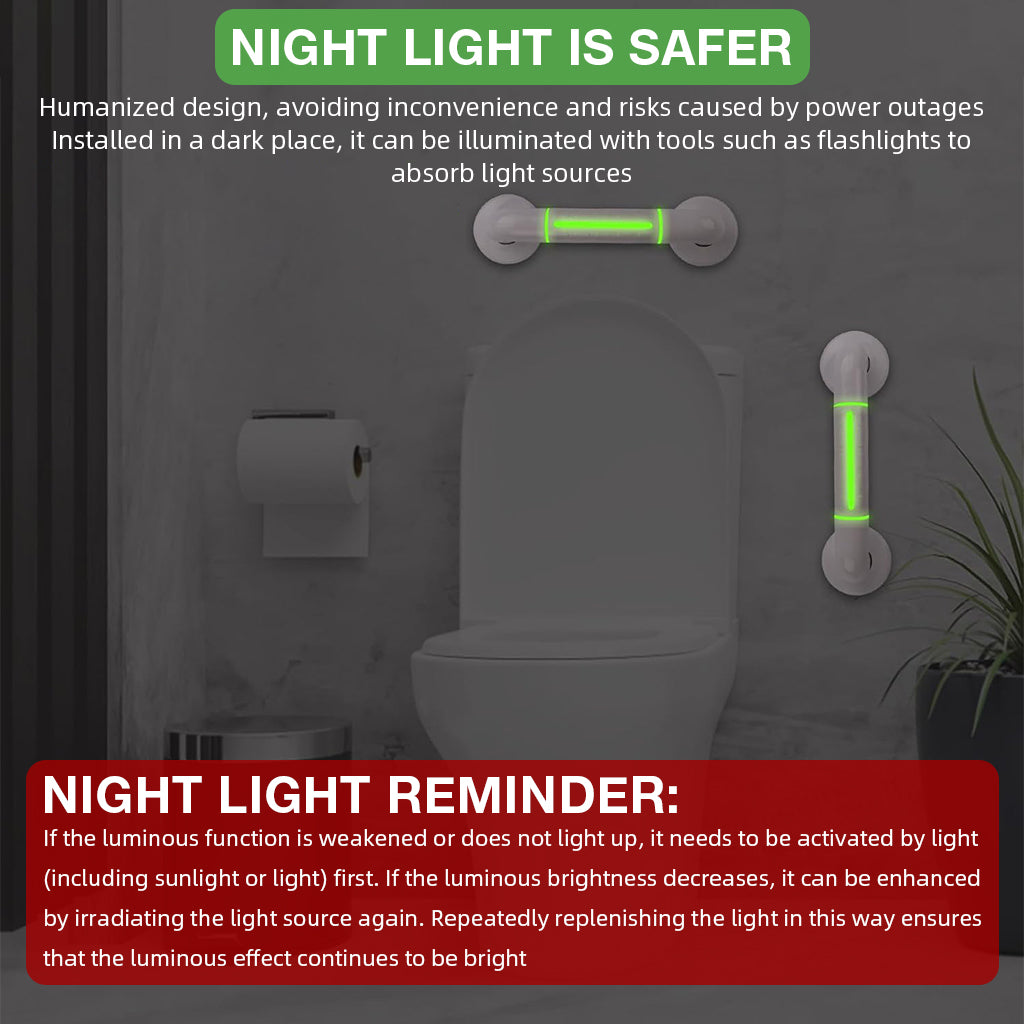 HANNEA Safety Grab Bar for Bathroom Glow-in-the-dark Handrail 11.8 inches Stainless Steel Grab Bar for Elders, Pregnant Women, Anti-slip Safety Secure Wall Mounted Grab Bar for Bathroom, Toilet