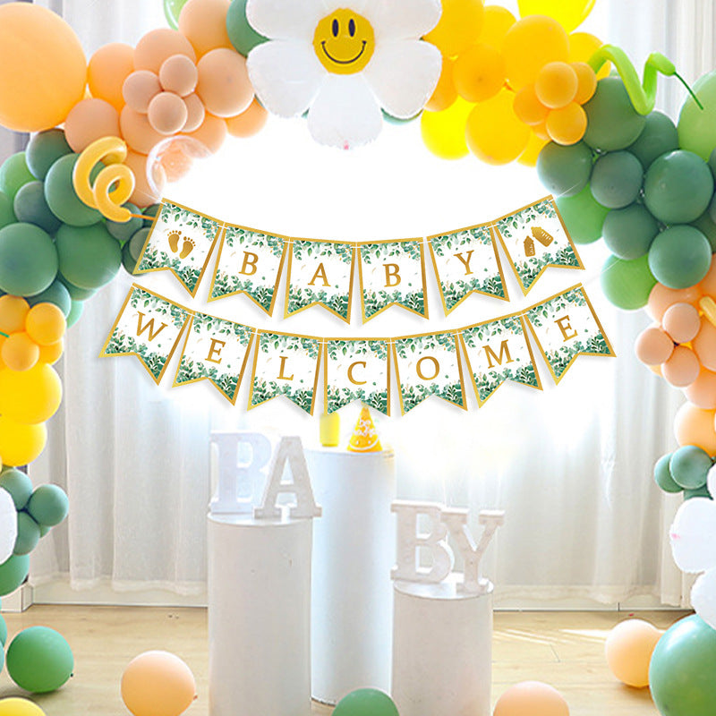PATPAT Welcome Baby Decoration, Welcome Baby Girl Decoration Kit and Welcome Baby Boy Baby Shower Party Wall Decor Party Decorations - Golden Letter-Printing Baby Welcome Home Decoration Kit