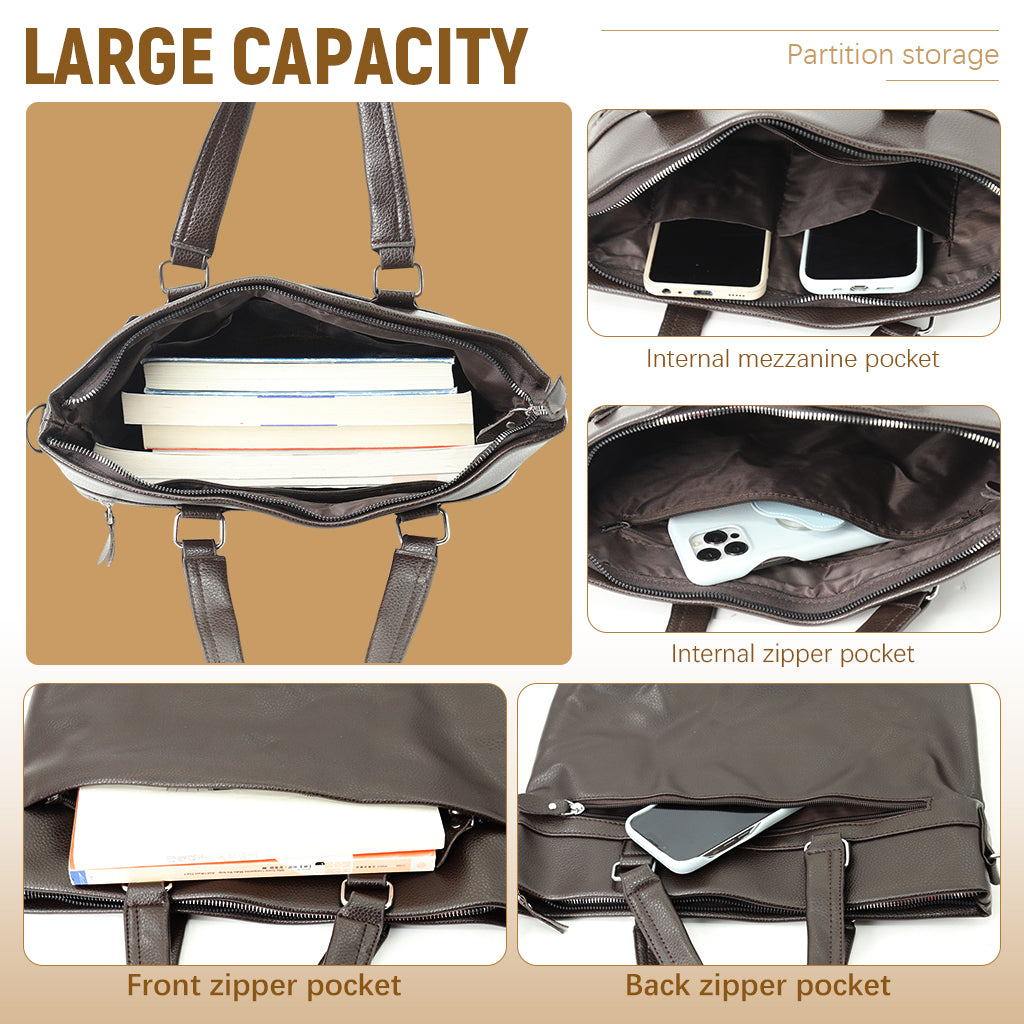 GUSTAVE PU Messenger Bag for Men Inch Leather Mens Laptop Bag Computer Handbags Work Bag Crossbody Bag Office Vintage Brown