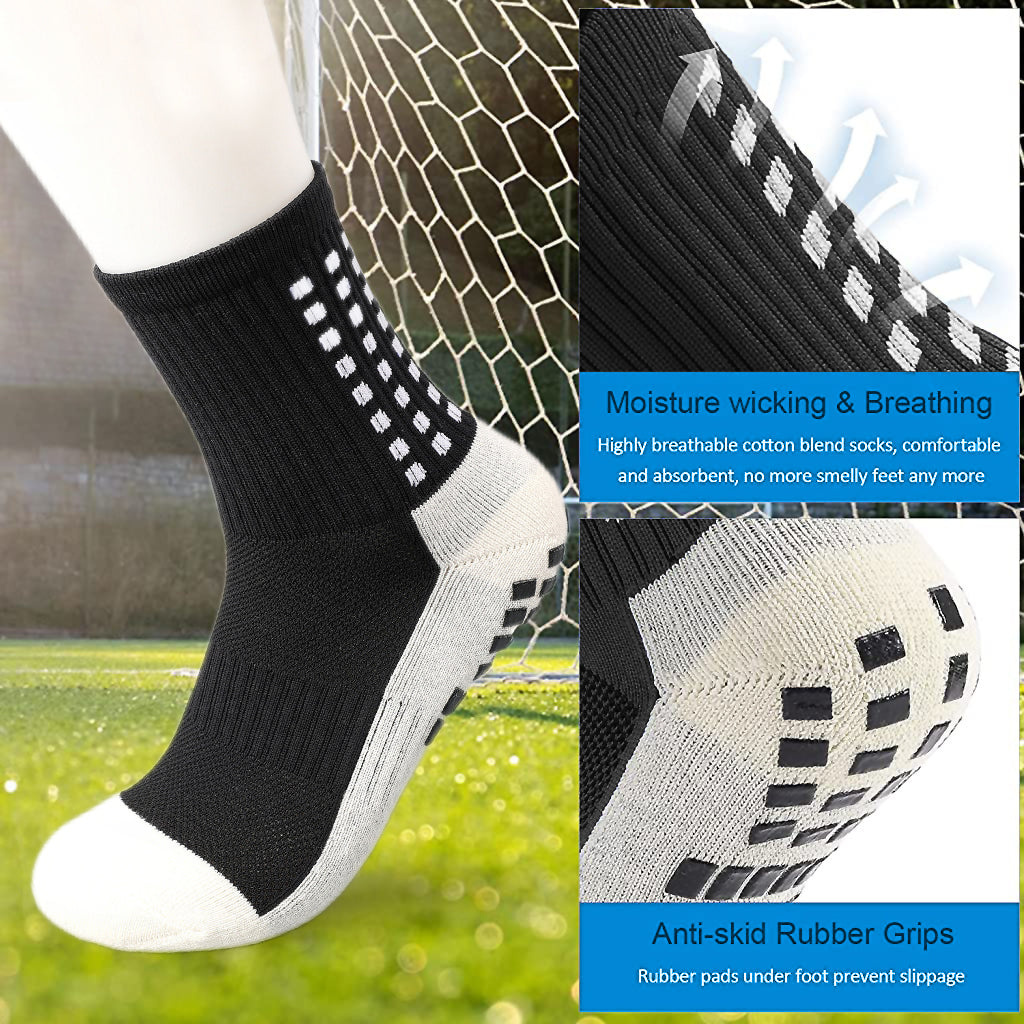 Proberos 2 pairs of Men Women Hi-Tech Performance Athletic Socks for Badminton Soccer Running Gym & Indoor TrainingRubber Anti-Slip and Thicken Cushion Sport Socks Ankle Length Socks-Black