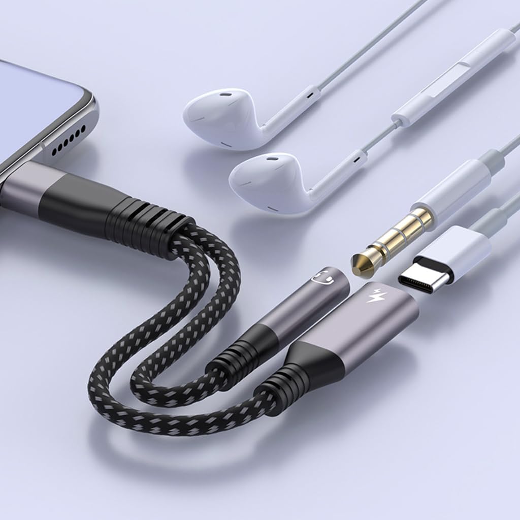 Verilux USB C Charging Cable 2 in 1 USB C Audio Cable USB C to 3.5mm Jack Aux Cable PD 60W USB C Male to Female Charging Cable Car Audio Cable Compatible with i-Phone 16/15, Galaxy S24/S23 Ultra