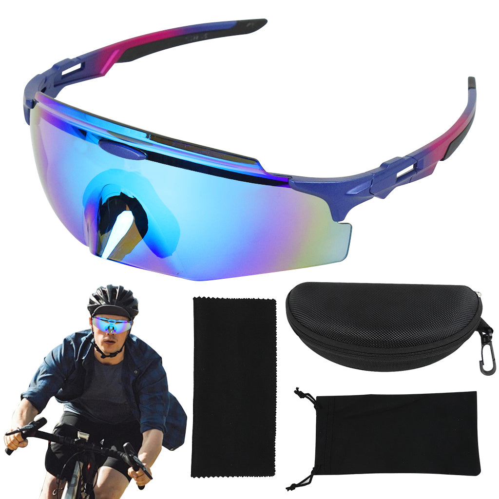 Proberos Fashion Polarized Sunglasses UV400 Protection Sports Sunglasses Riding Blue Polarized Sunglasses with Case Unisex Sports Sunglasses for Biking, Marathon, Motorcycling